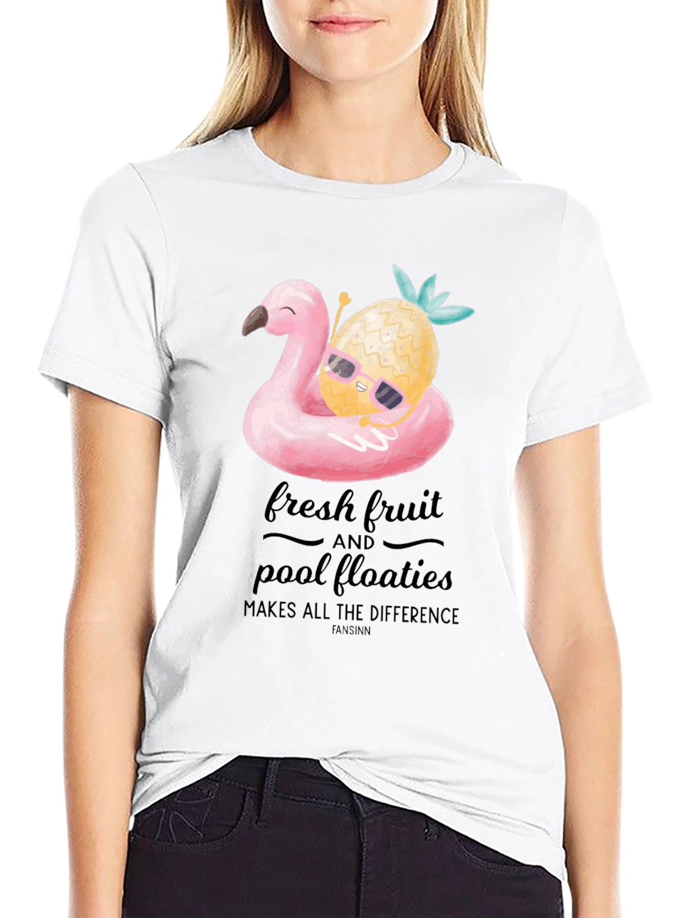 Fun Flamingo & Pineapple Graphic T-Shirt