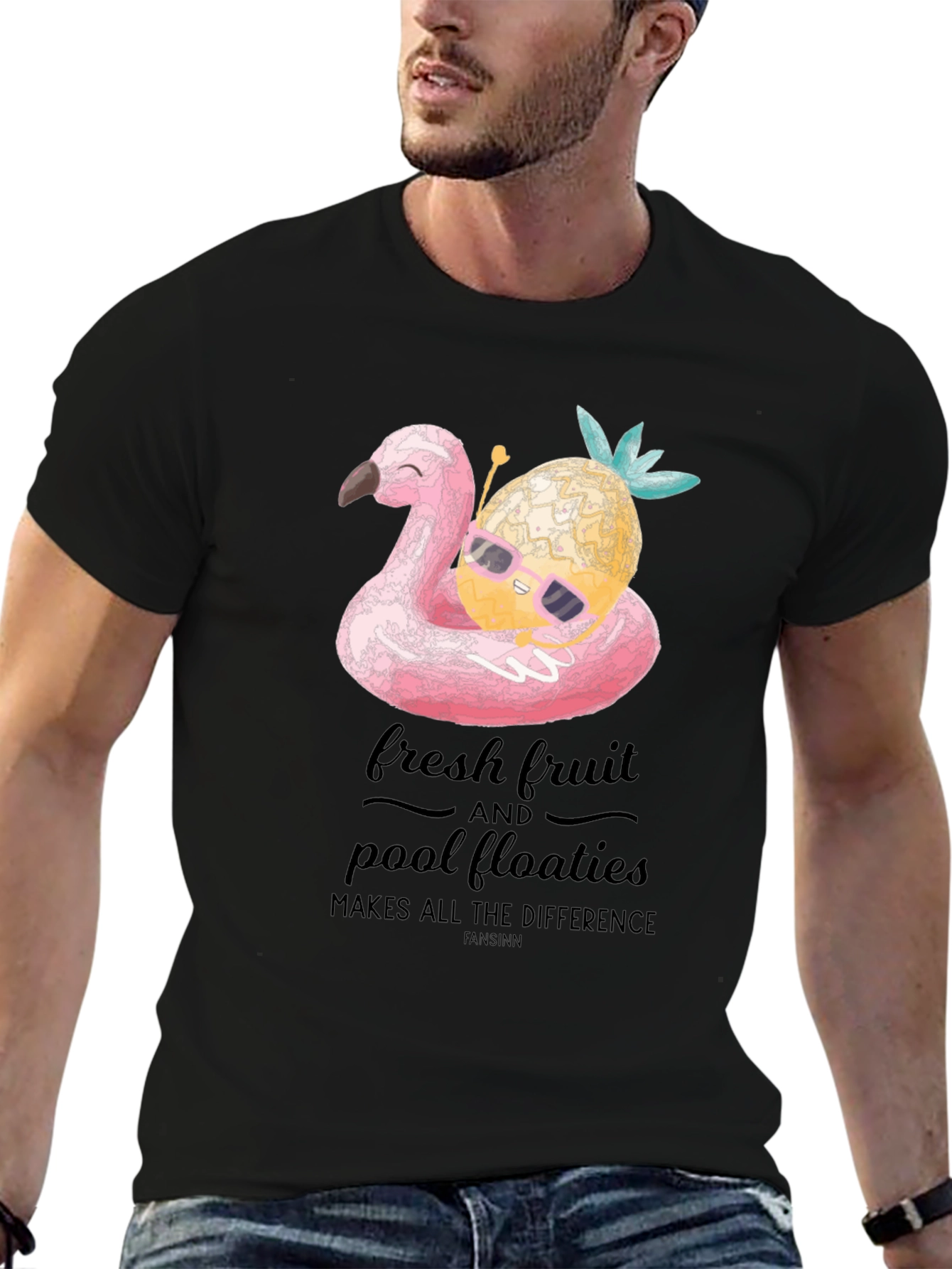 Fun Flamingo & Pineapple Graphic T-Shirt