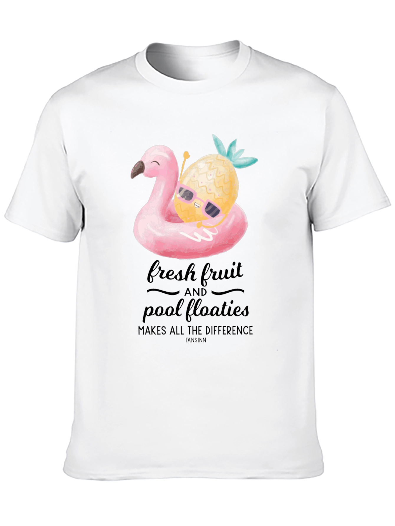 Fun Flamingo & Pineapple Graphic T-Shirt