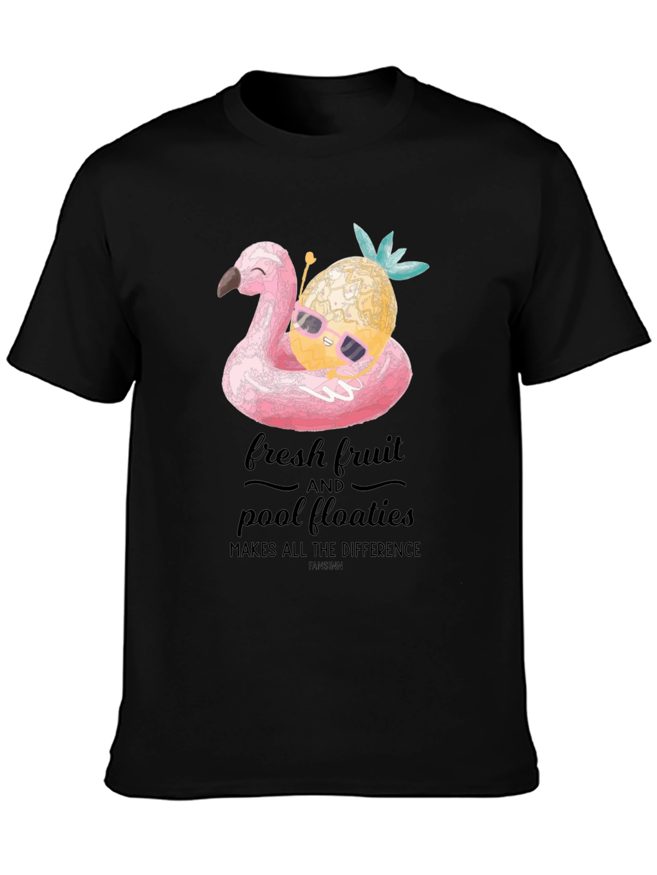 Fun Flamingo & Pineapple Graphic T-Shirt