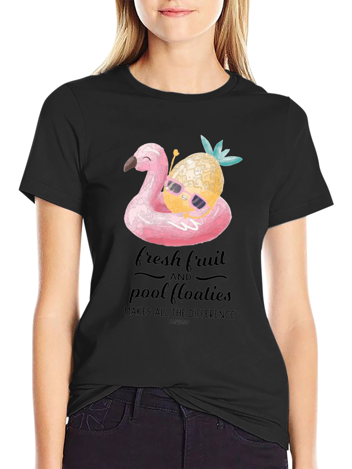 Fun Flamingo & Pineapple Graphic T-Shirt
