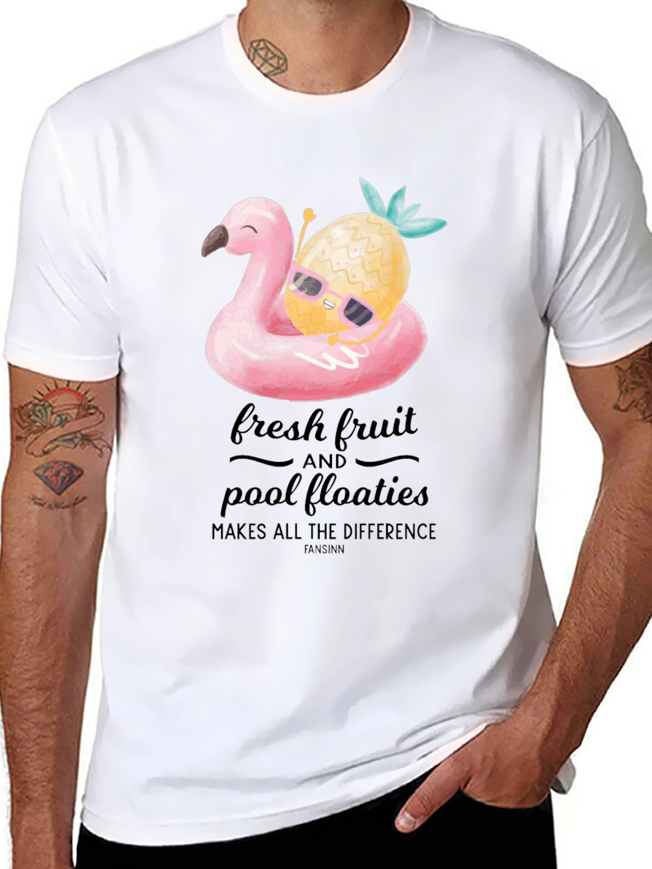 Fun Flamingo & Pineapple Graphic T-Shirt