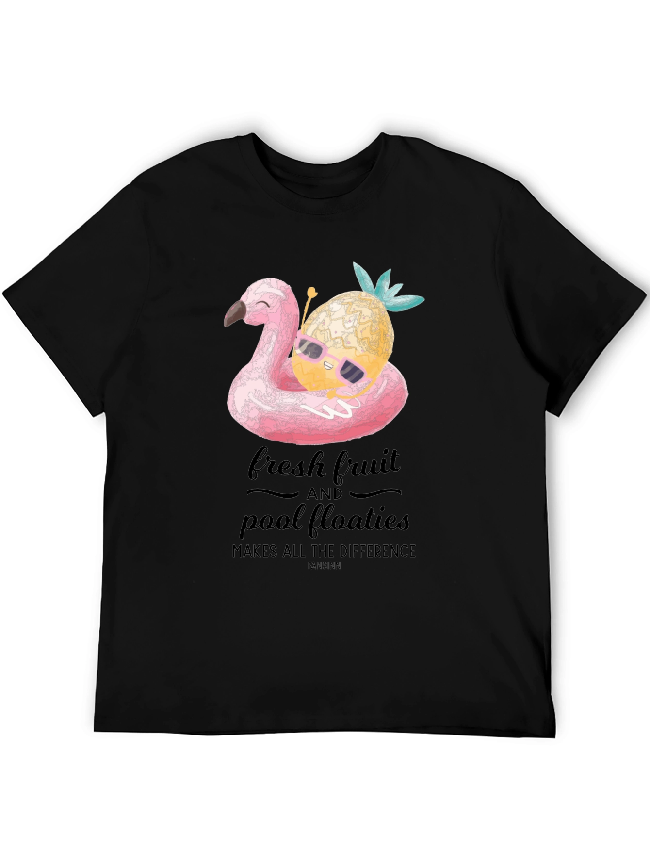 Fun Flamingo & Pineapple Graphic T-Shirt