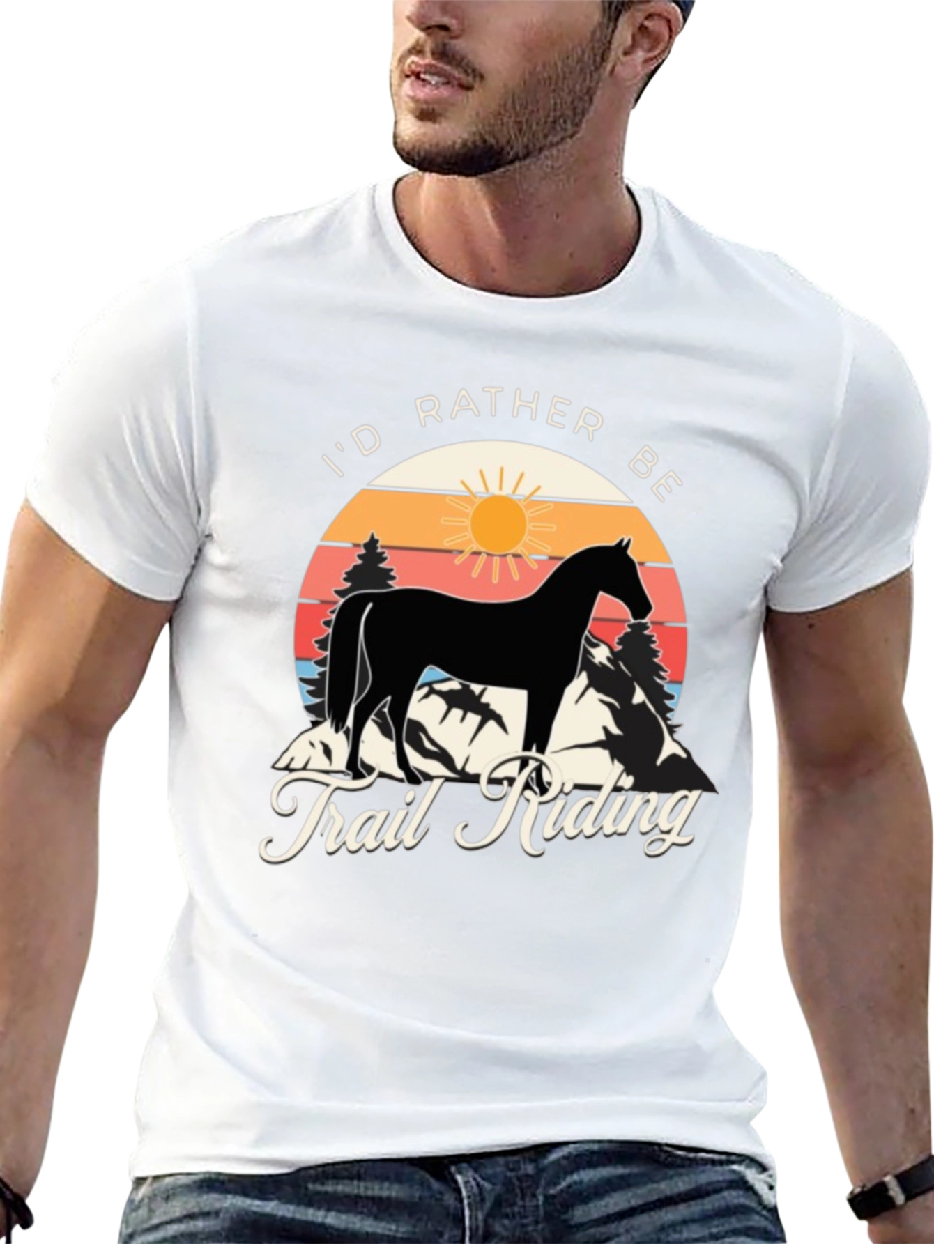 Id Rather Be Trail Riding Horse Graphic Tee