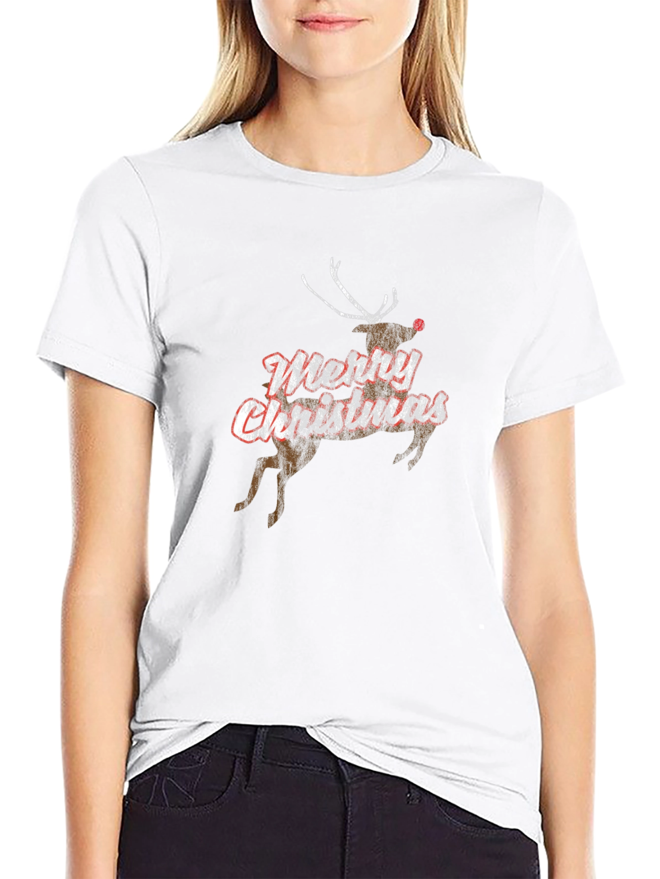 Merry Christmas Reindeer Graphic T-Shirt