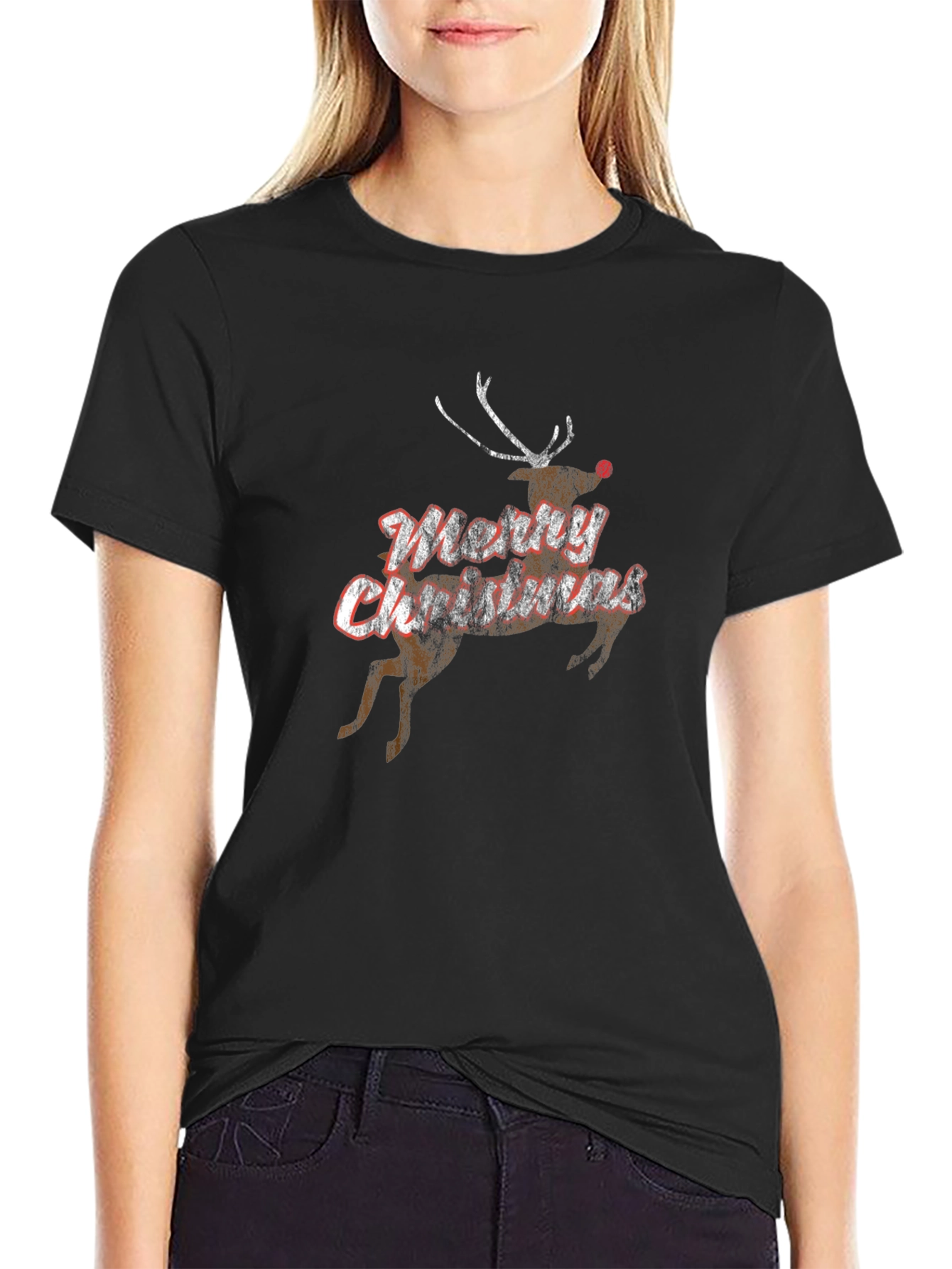 Merry Christmas Reindeer Graphic T-Shirt