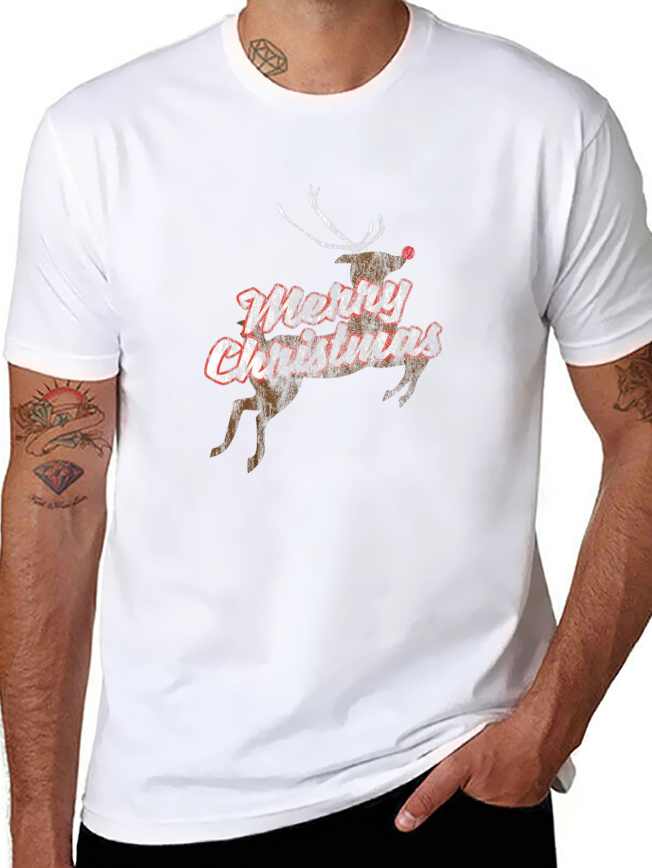 Merry Christmas Reindeer Graphic T-Shirt