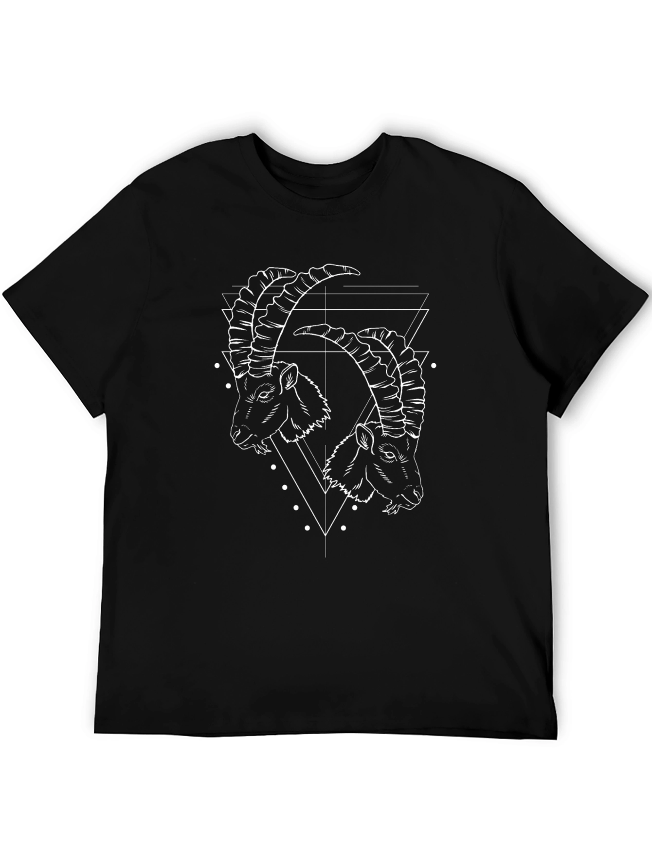 Geometric Goat Graphic Tee - Black