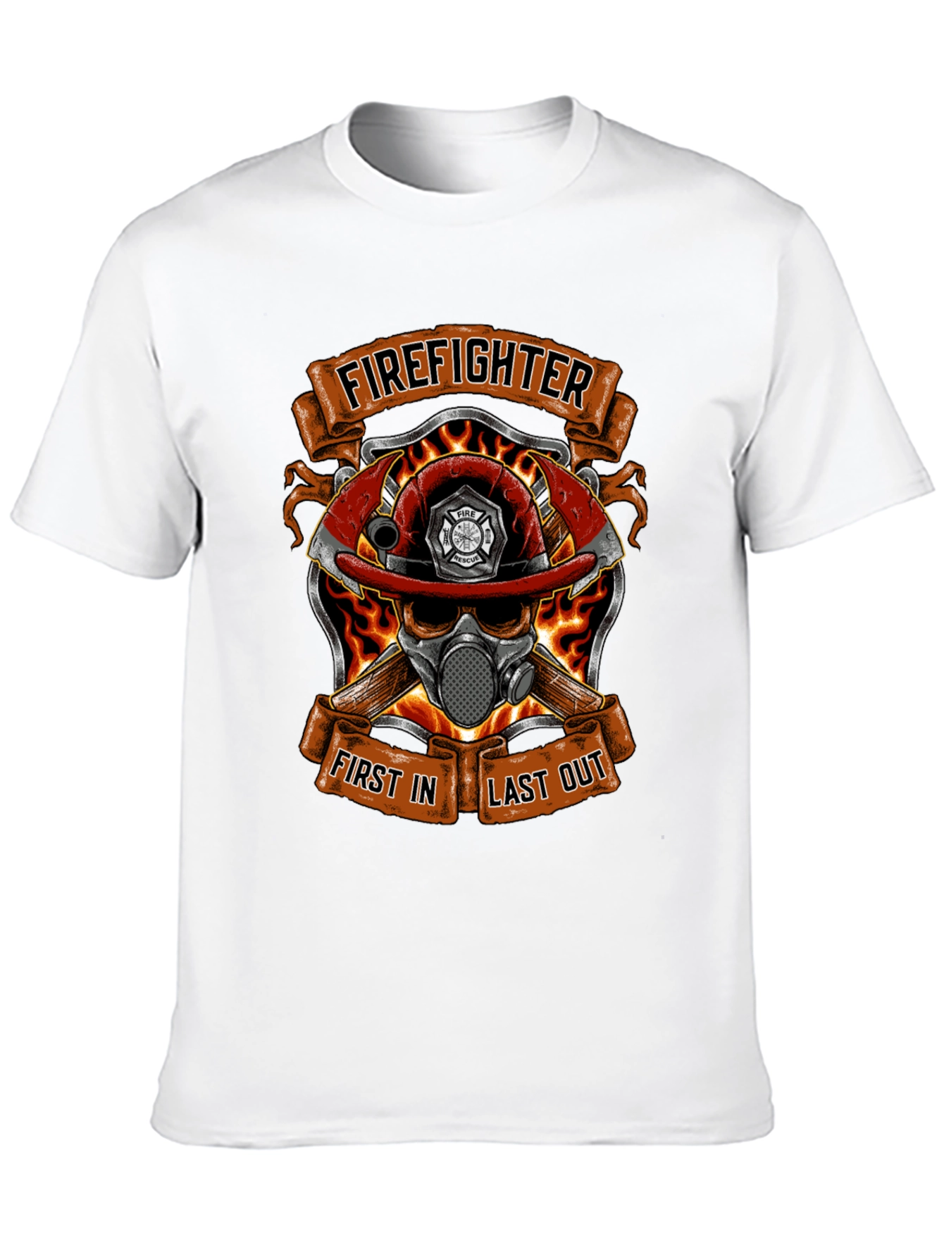 Firefighter Skull Graphic T-Shirt - First In Last Out