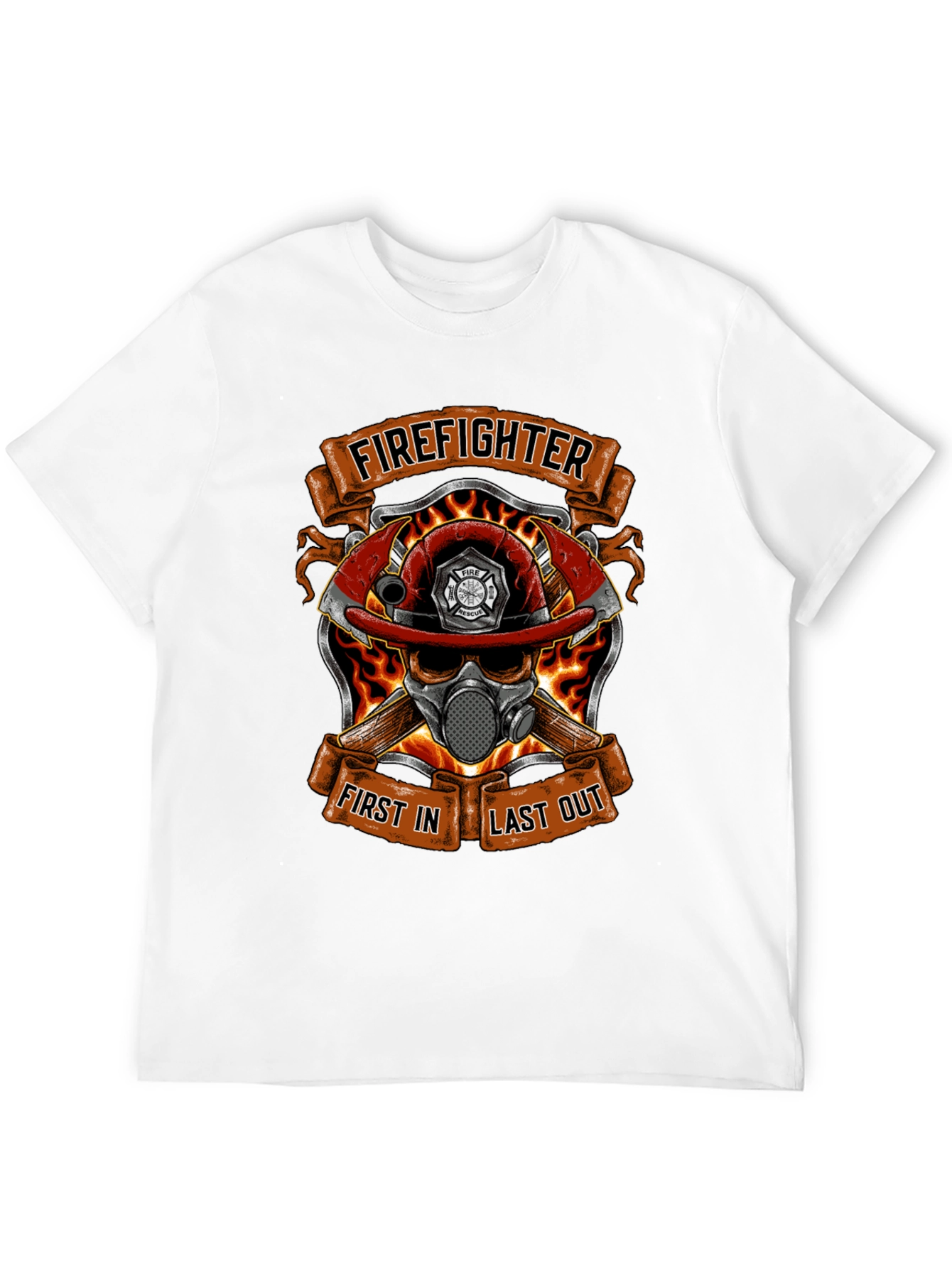 Firefighter Skull Graphic T-Shirt - First In Last Out