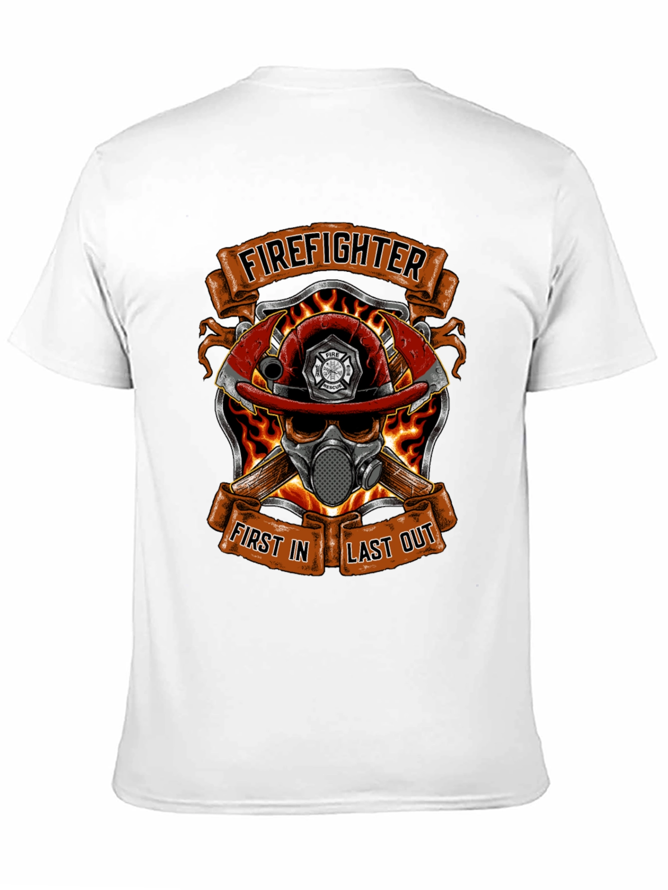 Firefighter Skull Graphic T-Shirt - First In Last Out
