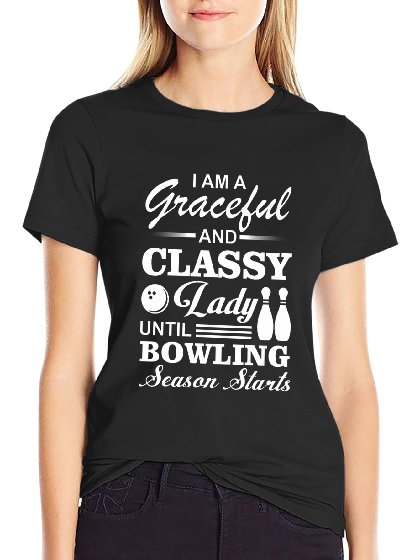 Graceful Bowling Lady Graphic T-Shirt