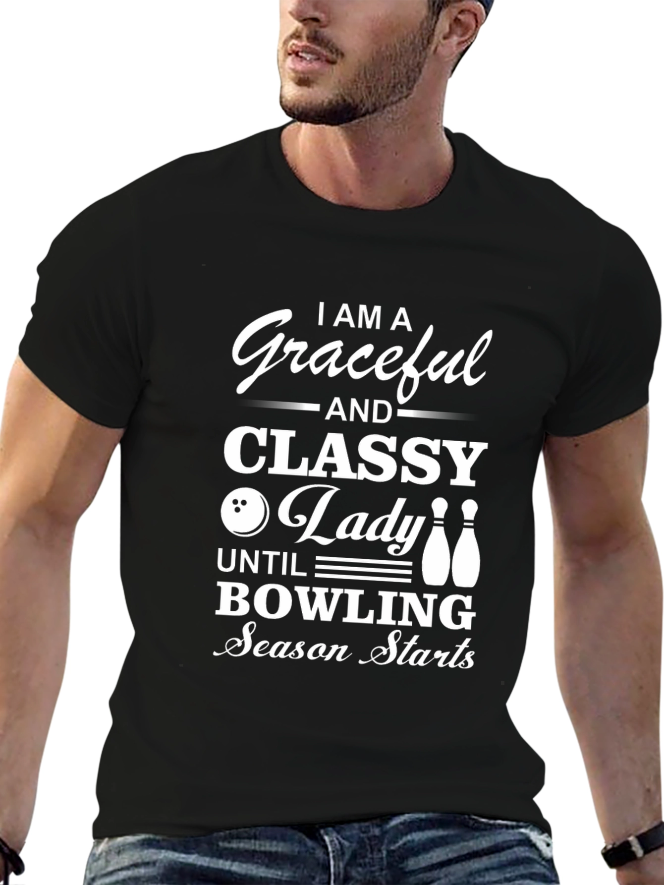 Graceful Bowling Lady Graphic T-Shirt