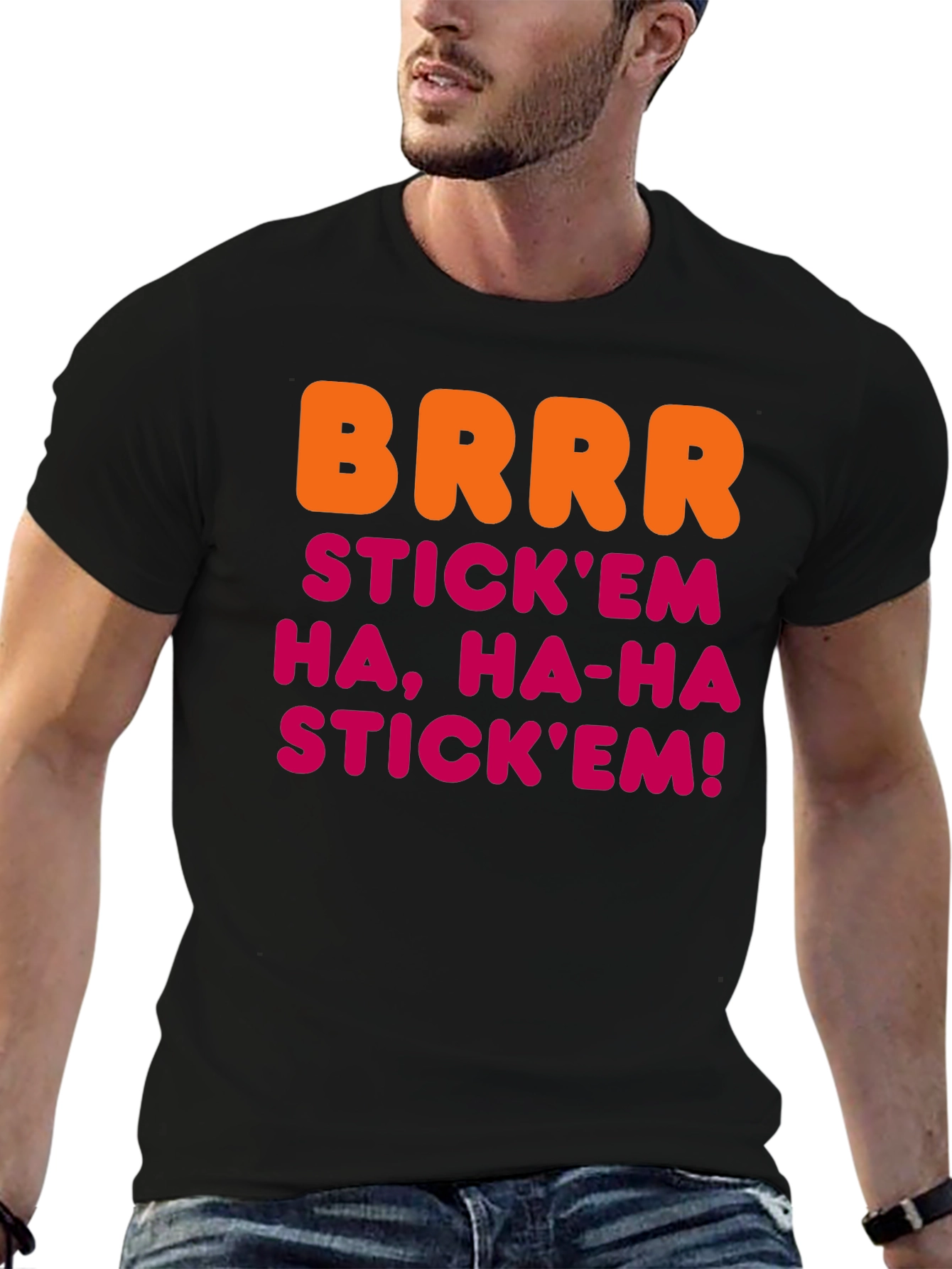 BRRR STICKEM Mens Black T-Shirt