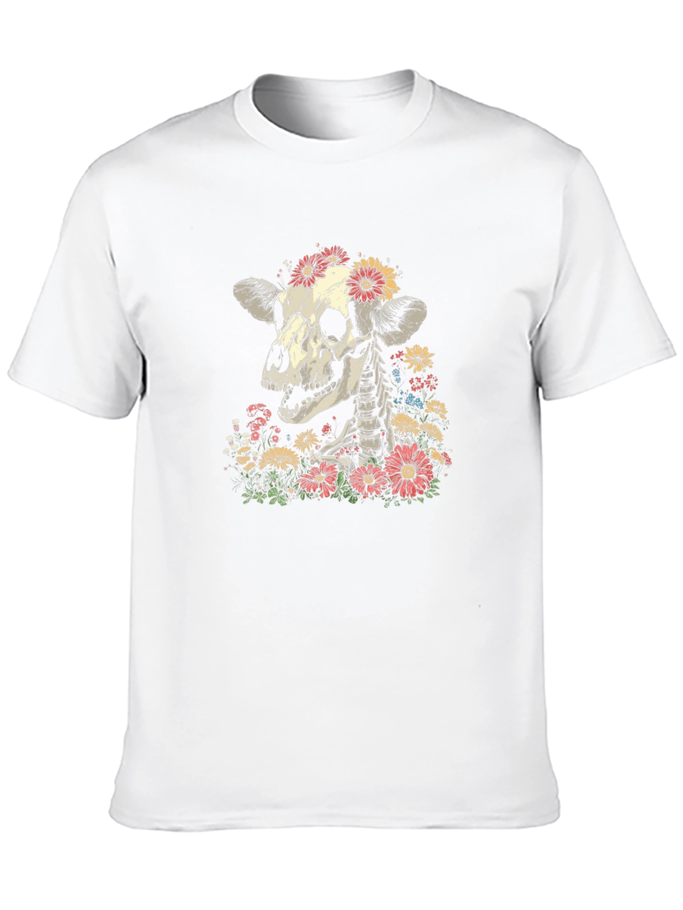 Floral Skull Graphic T-Shirt - Black