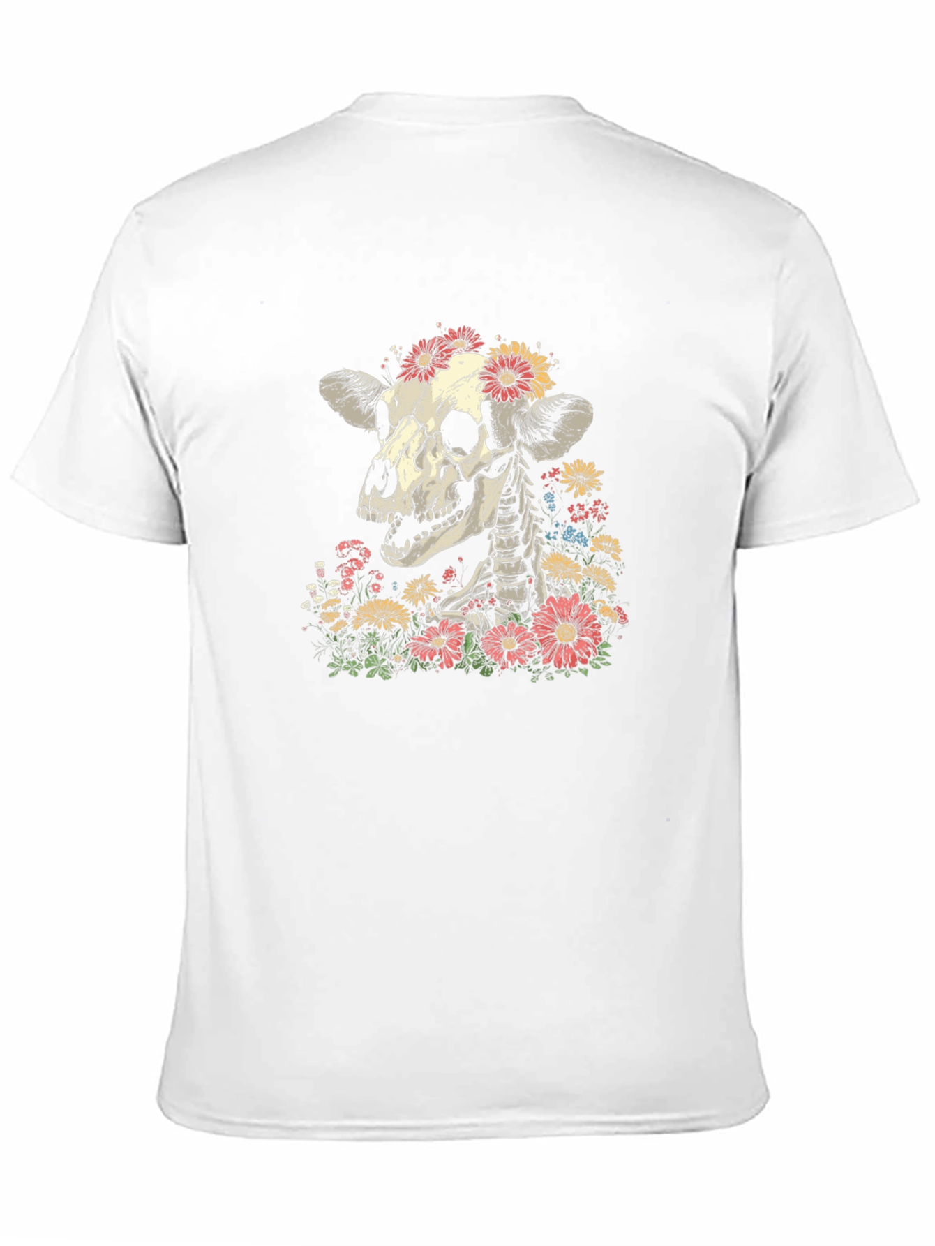 Floral Skull Graphic T-Shirt - Black