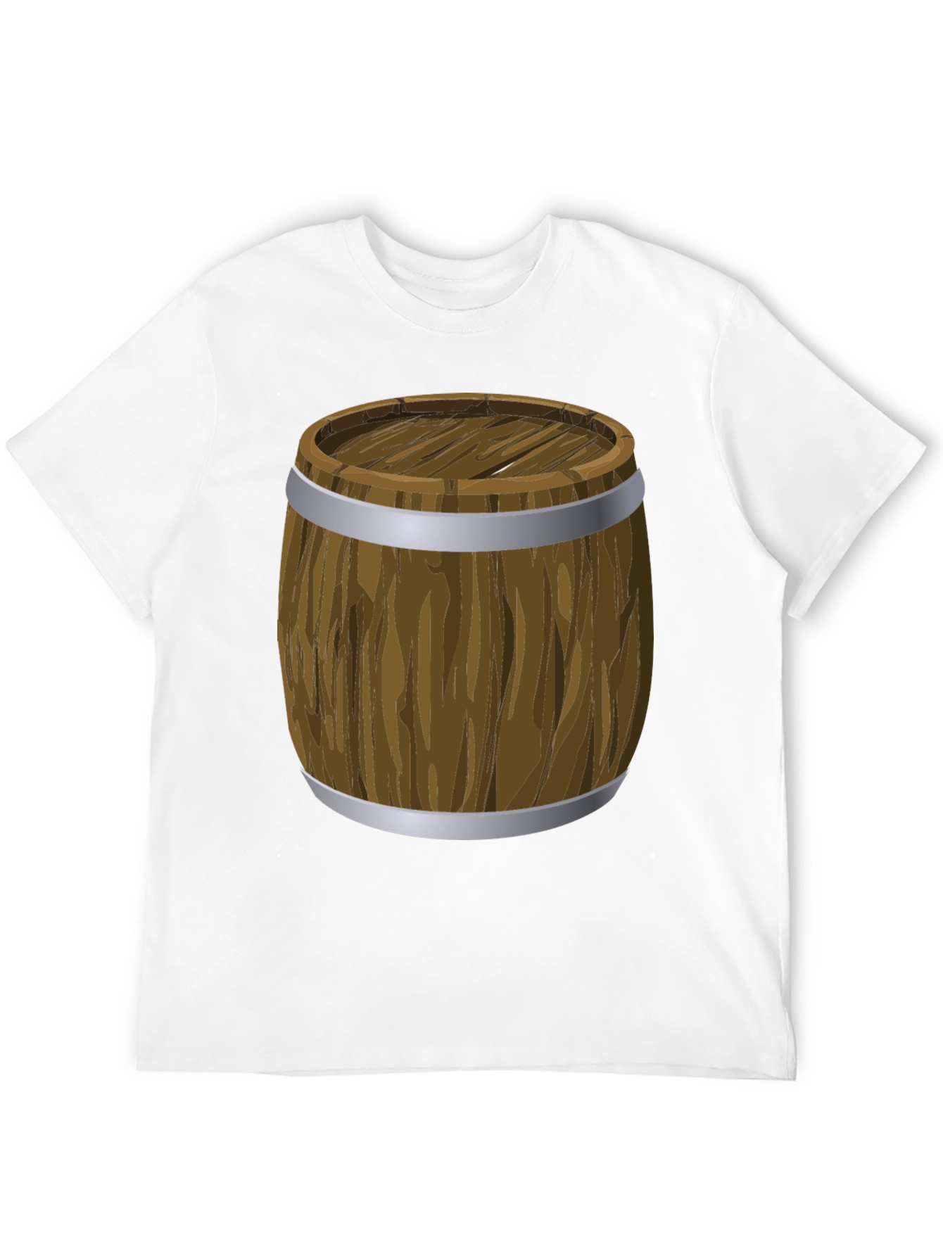Cartoon Barrel Graphic Print Black T-Shirt
