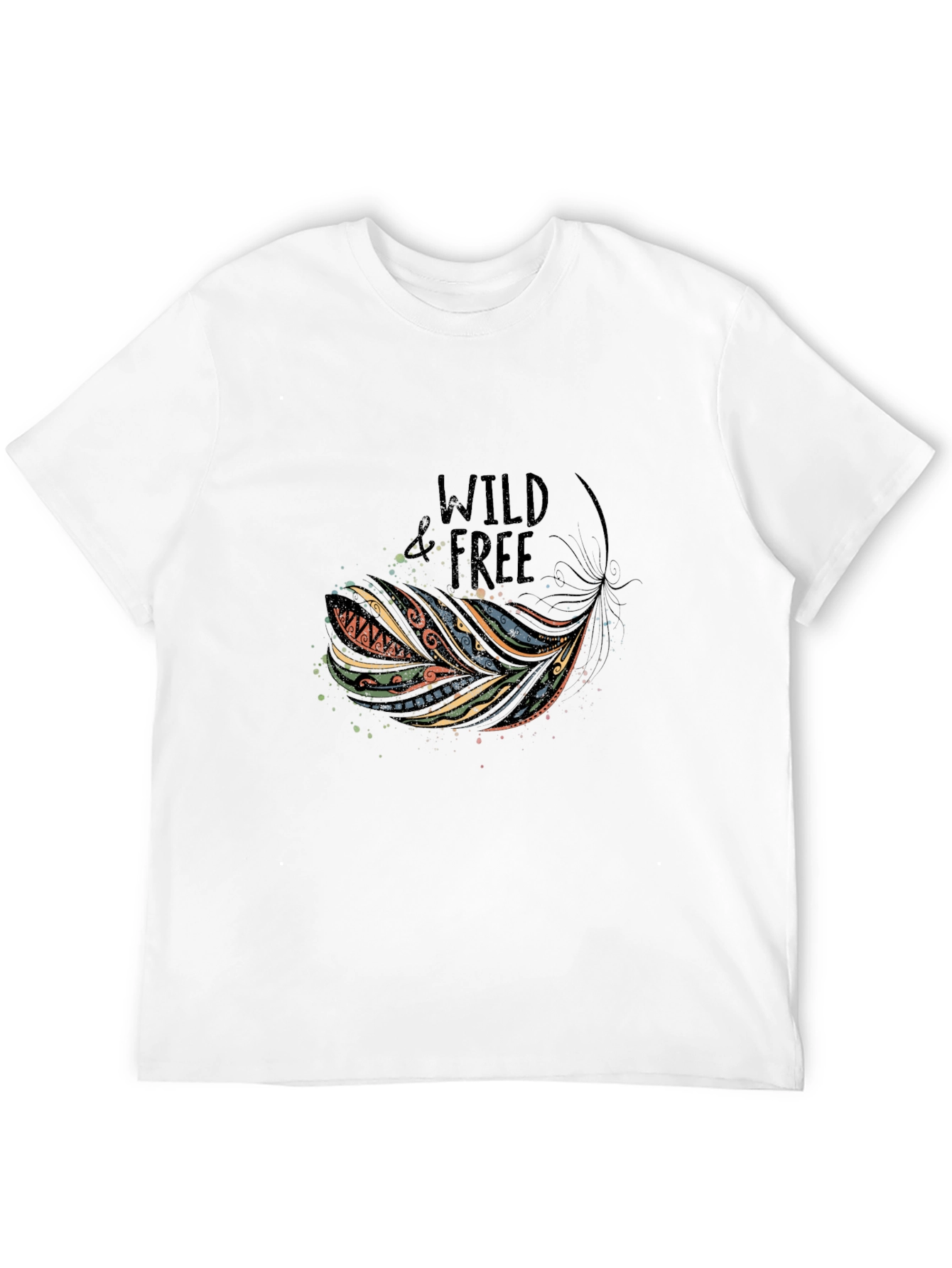 Wild and Free Feather Graphic Tee - Black