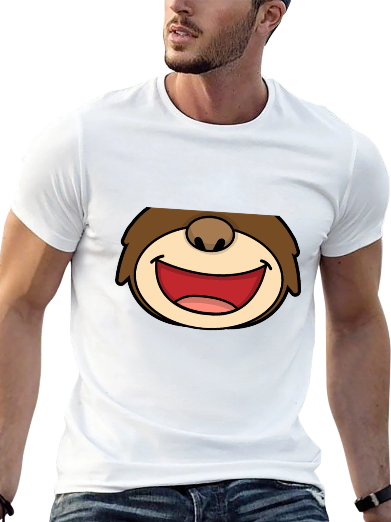 Cartoon Face Graphic Black T-Shirt