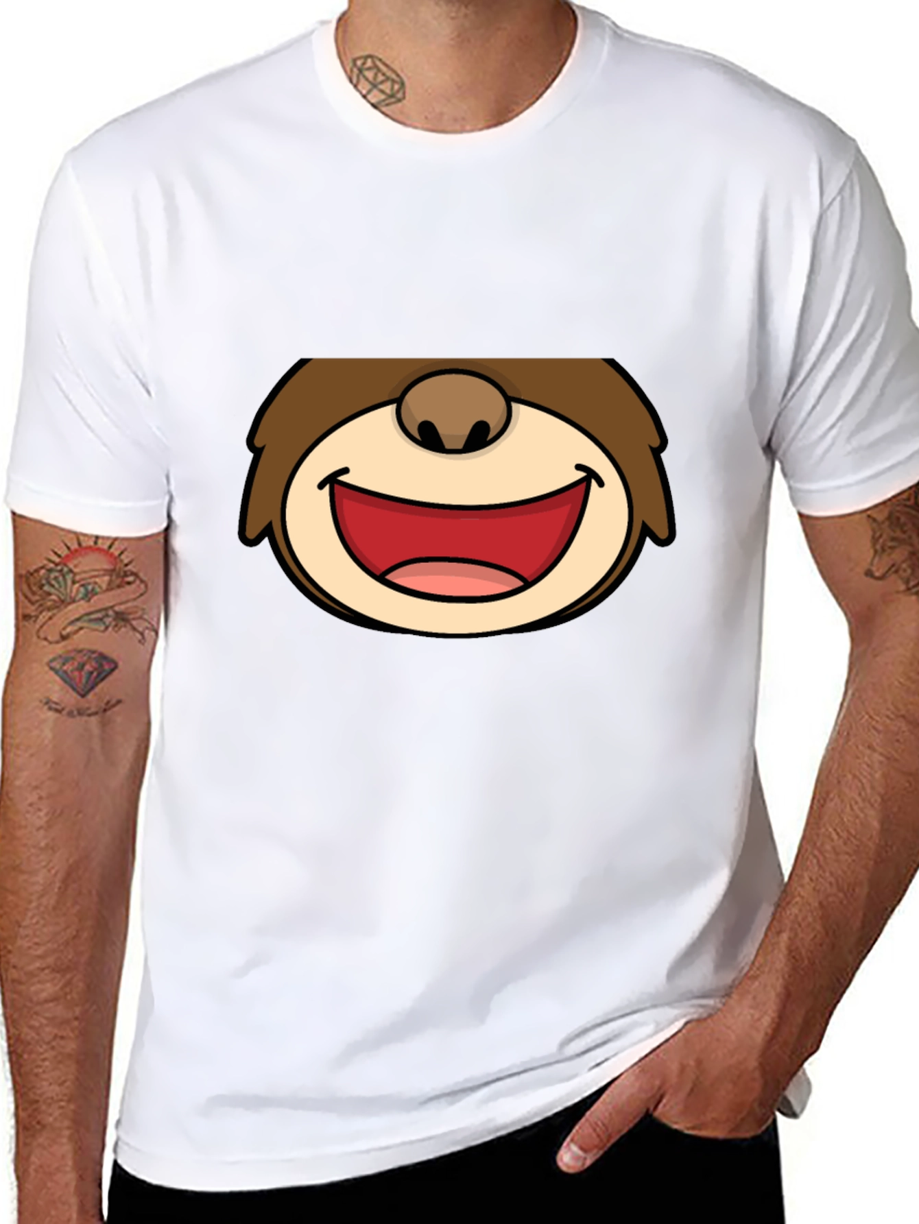Cartoon Face Graphic Black T-Shirt