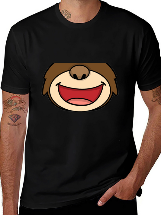 Cartoon Face Graphic Black T-Shirt