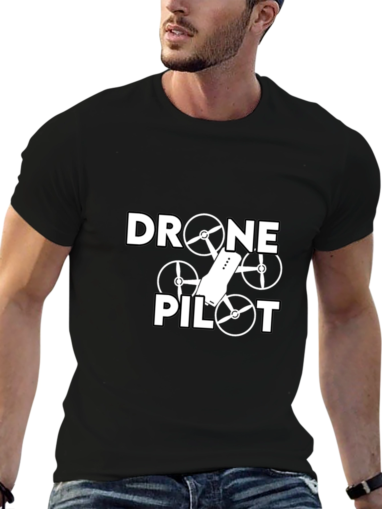 Drone Pilot Graphic Tee - Black Casual T-Shirt