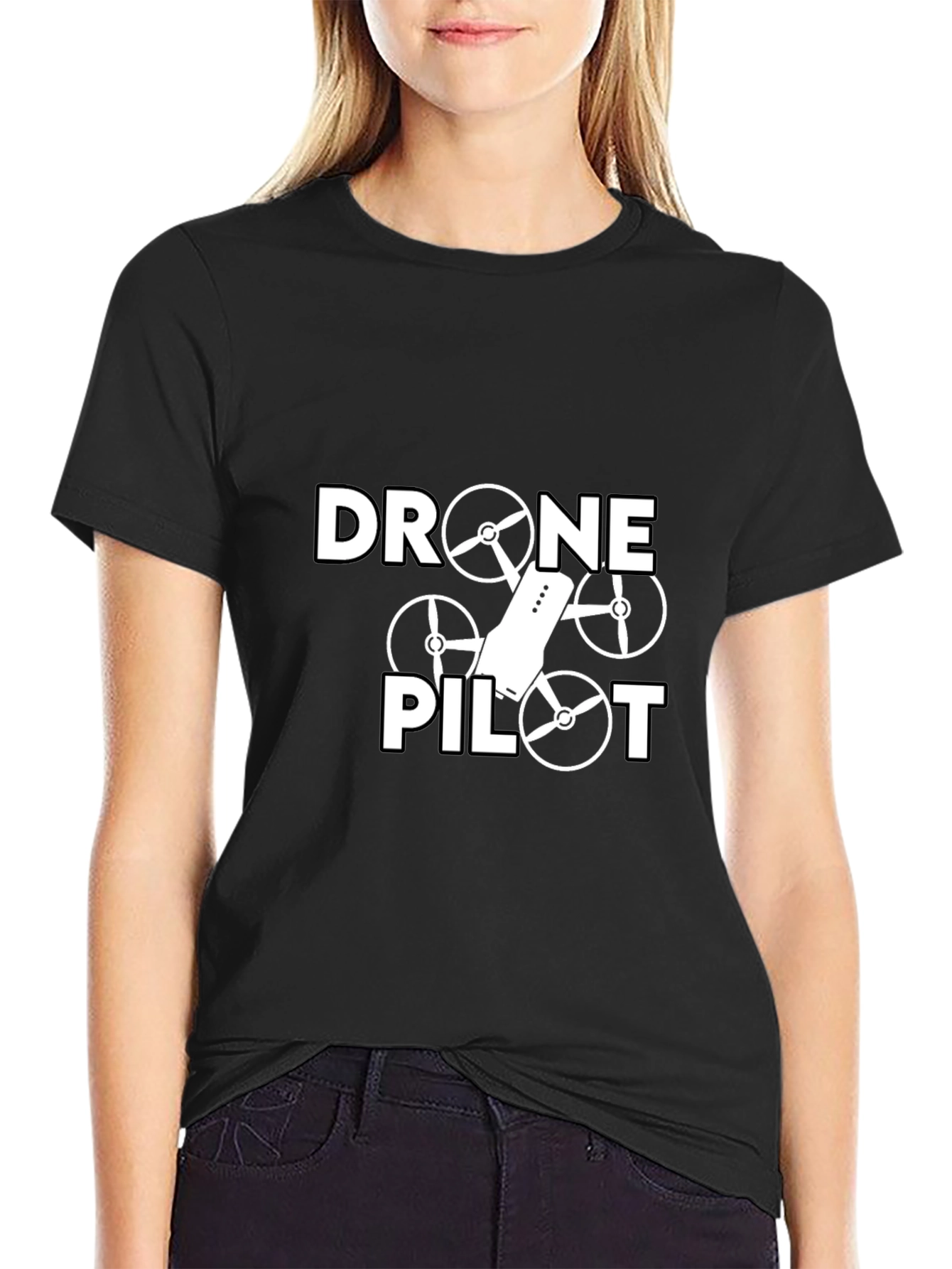 Drone Pilot Graphic Tee - Black Casual T-Shirt