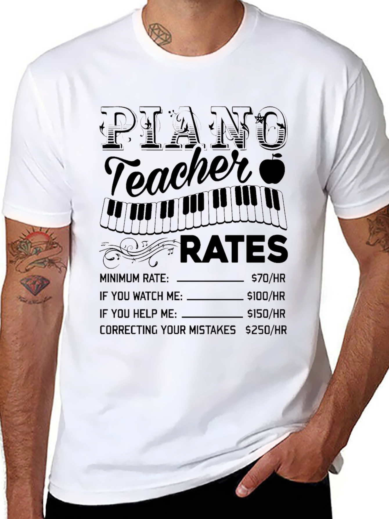 Piano Teacher Rates Funny T-Shirt