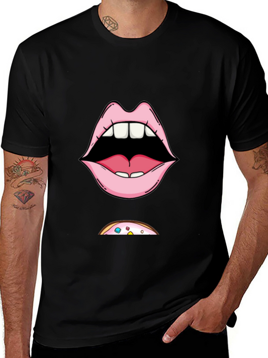 Funny Lips & Donut T-Shirt - Graphic Tee