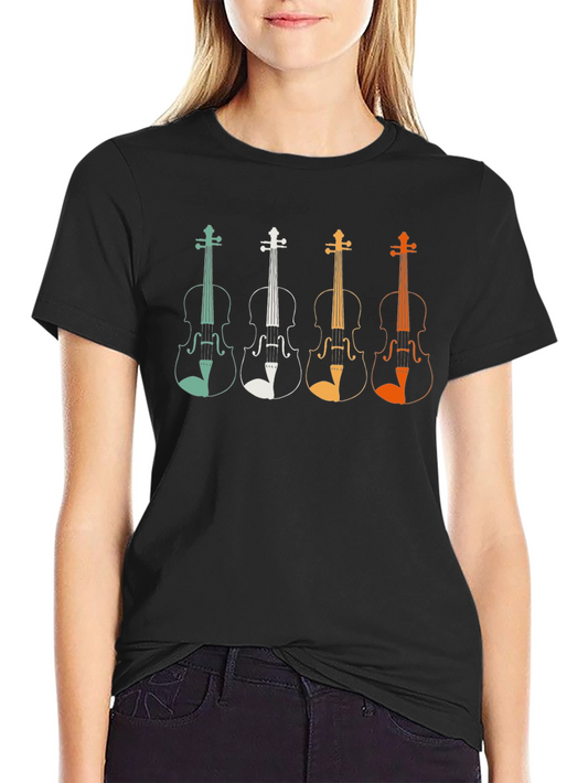 Musical Tee: Retro Violin Design T-Shirt