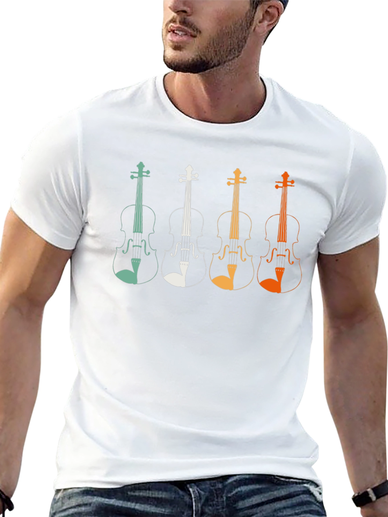 Musical Tee: Retro Violin Design T-Shirt