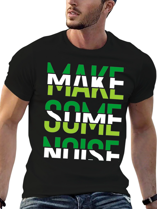 Make Some Noise Graphic Tee - Green and White Print