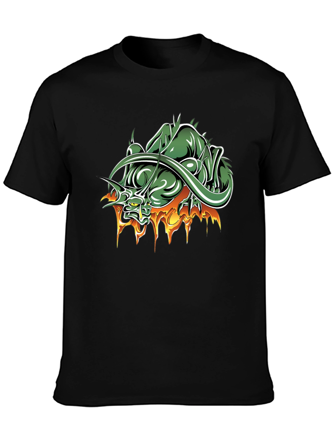 Mens Black T-Shirt with Dragon Graphic