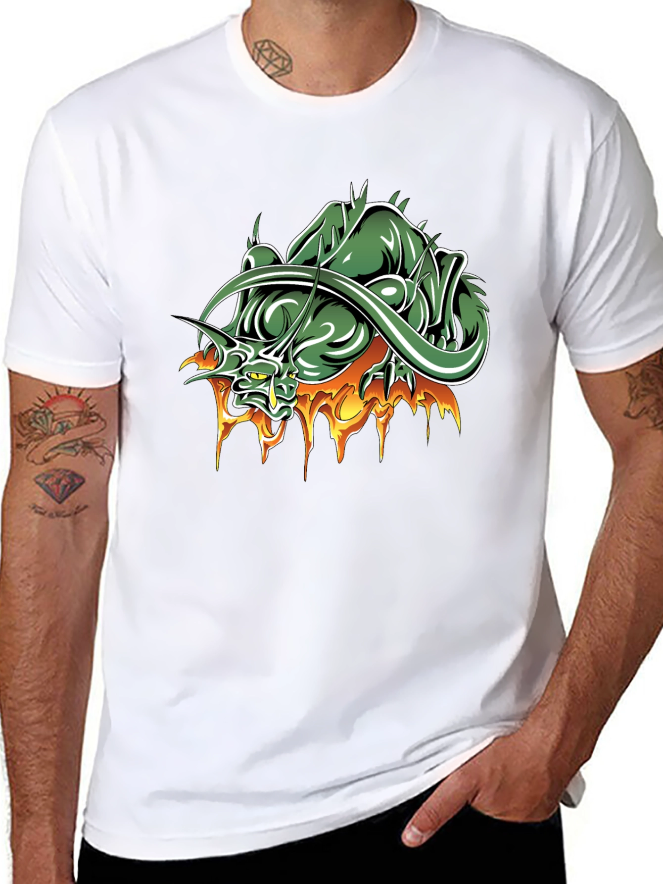 Mens Black T-Shirt with Dragon Graphic