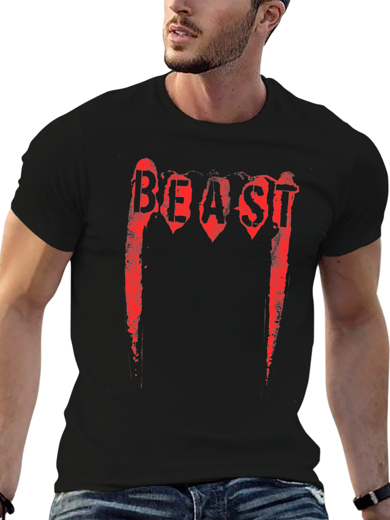 Beast Graphic Print Black T-Shirt