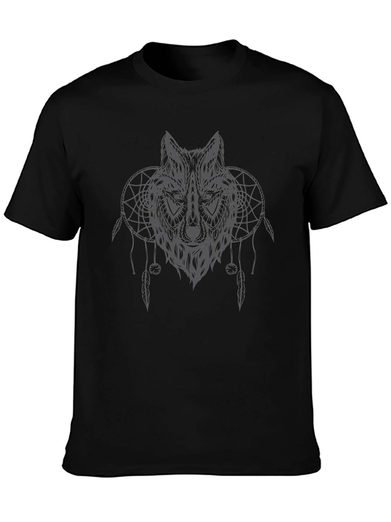 Wolf Dreamcatcher Graphic Black T-Shirt