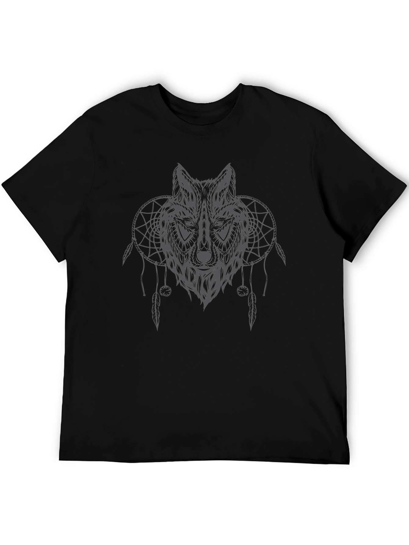 Wolf Dreamcatcher Graphic Black T-Shirt