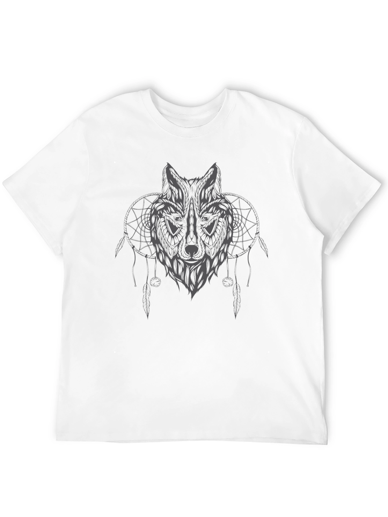 Wolf Dreamcatcher Graphic Black T-Shirt