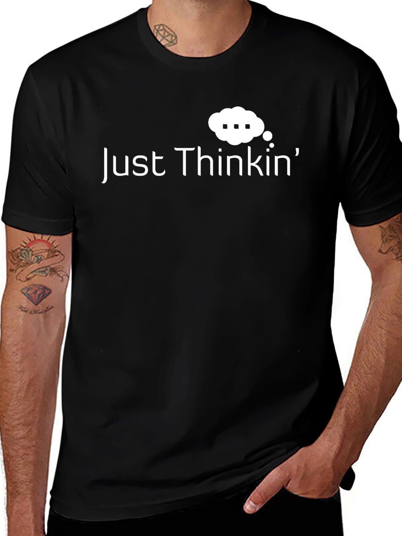 Just Thinkin Black Graphic T-Shirt