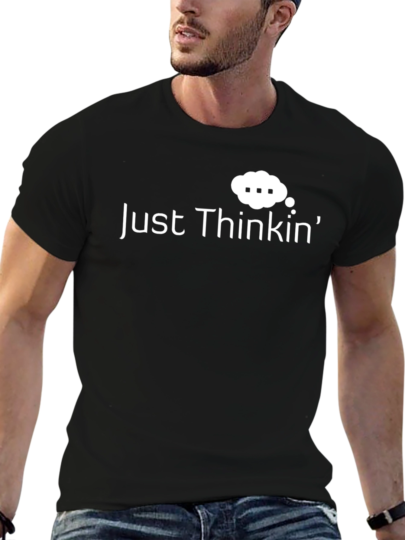 Just Thinkin Black Graphic T-Shirt