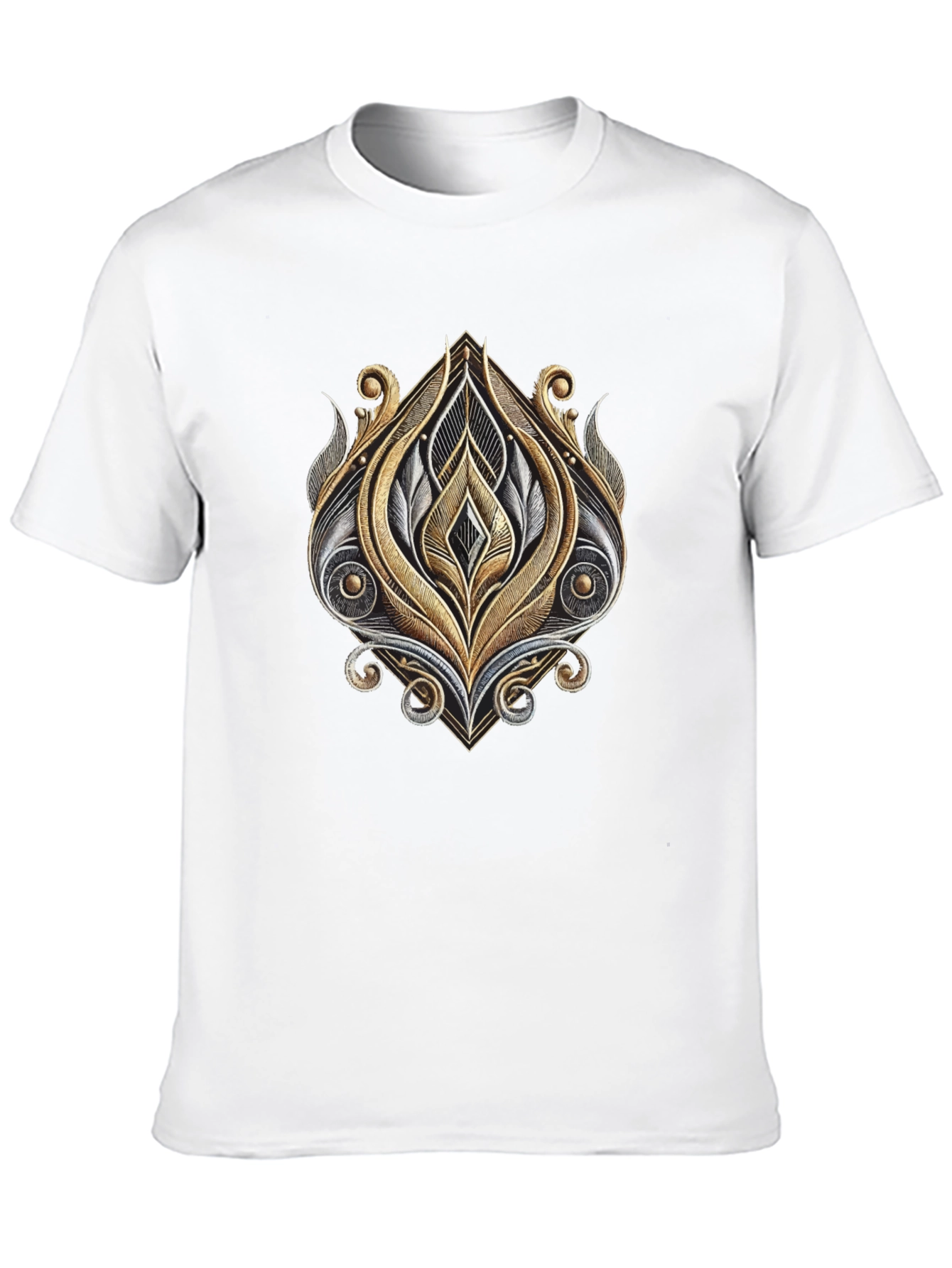 Ornate Metallic Design T-Shirt - Black