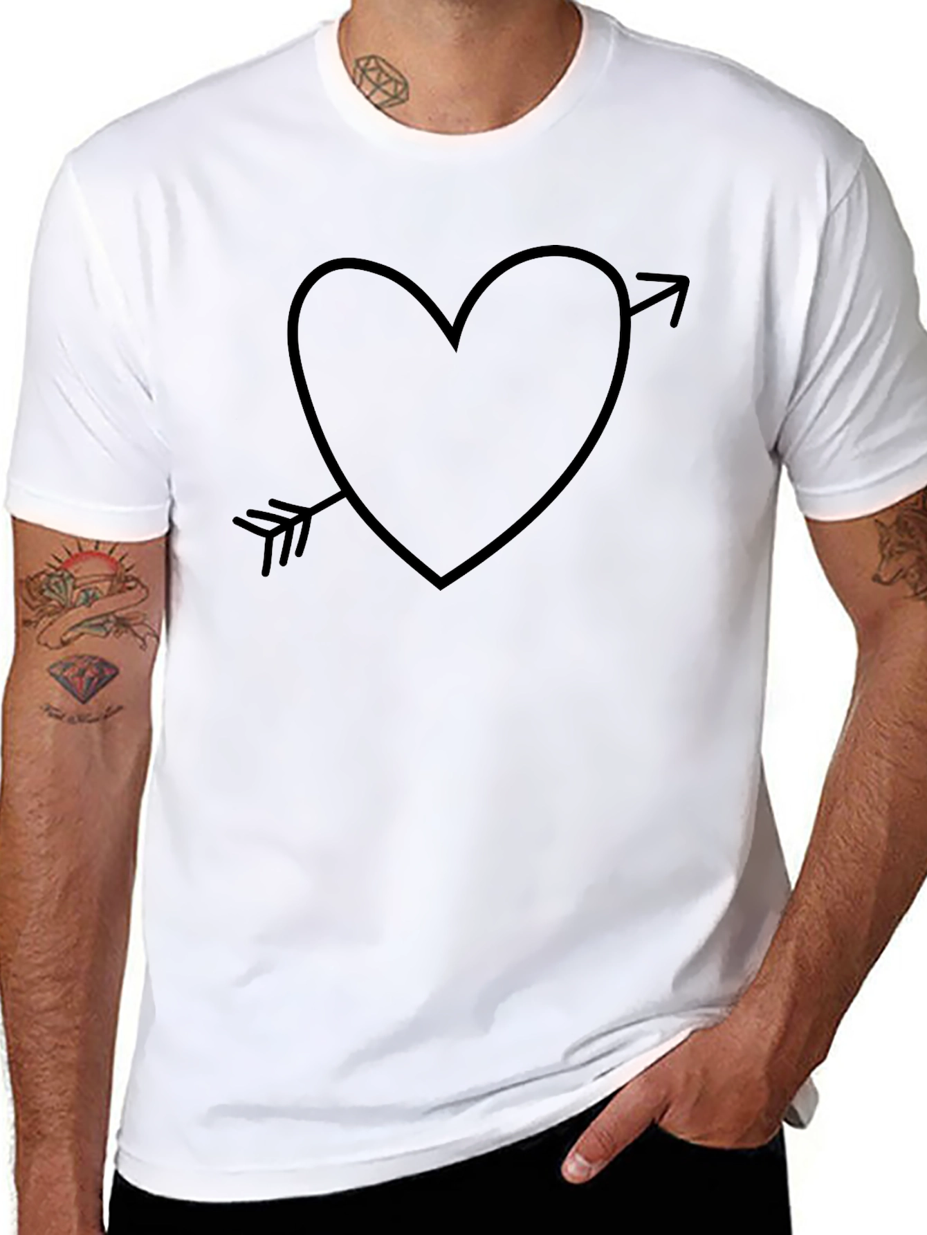 Heart Arrow Graphic T-Shirt - Casual Black Tee