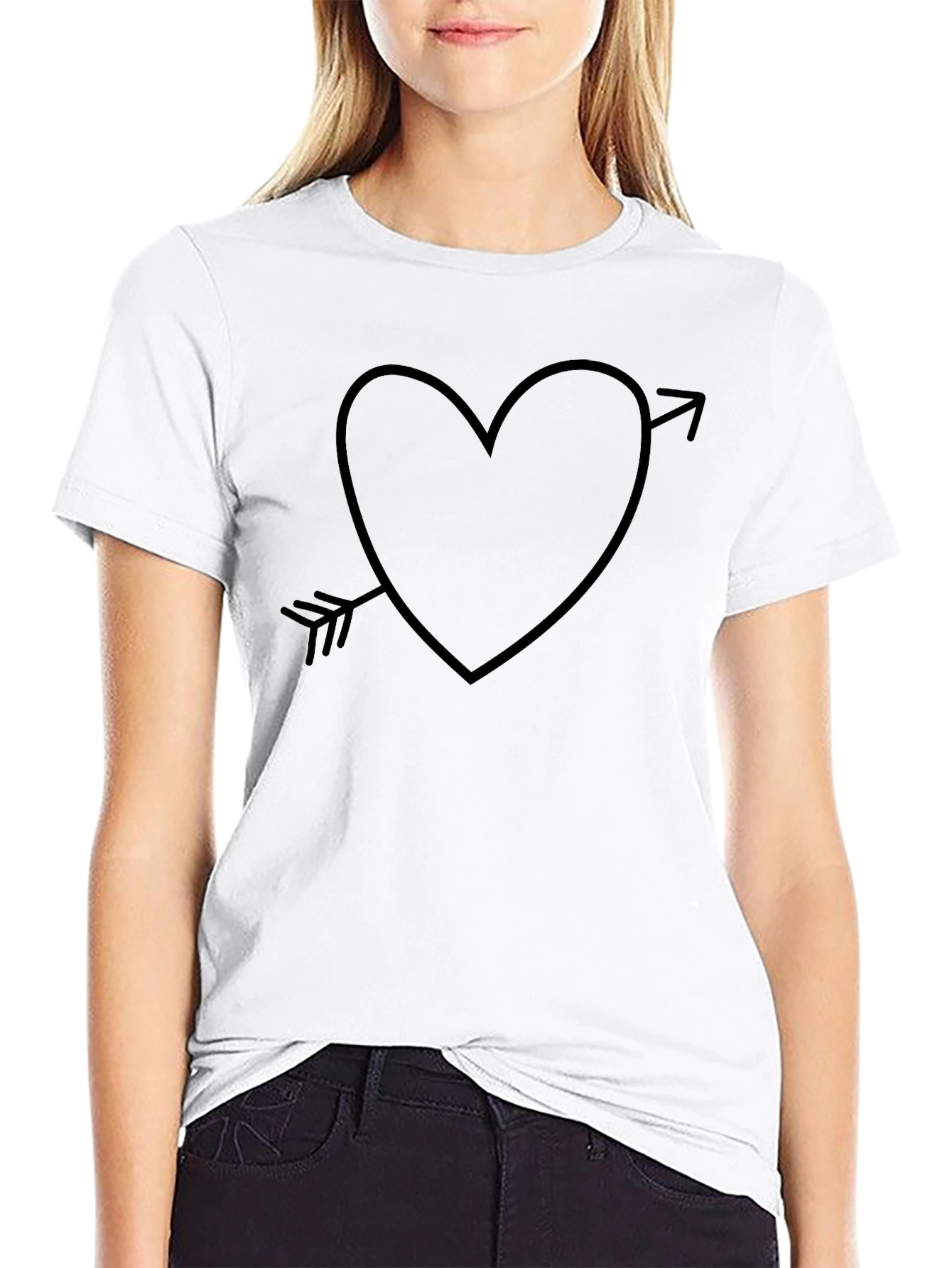 Heart Arrow Graphic T-Shirt - Casual Black Tee