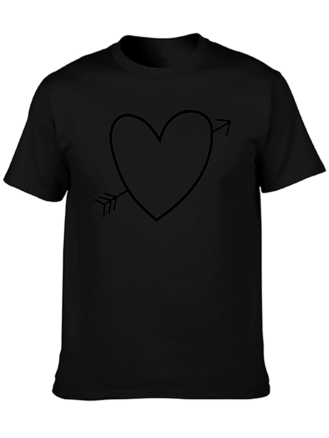 Heart Arrow Graphic T-Shirt - Casual Black Tee