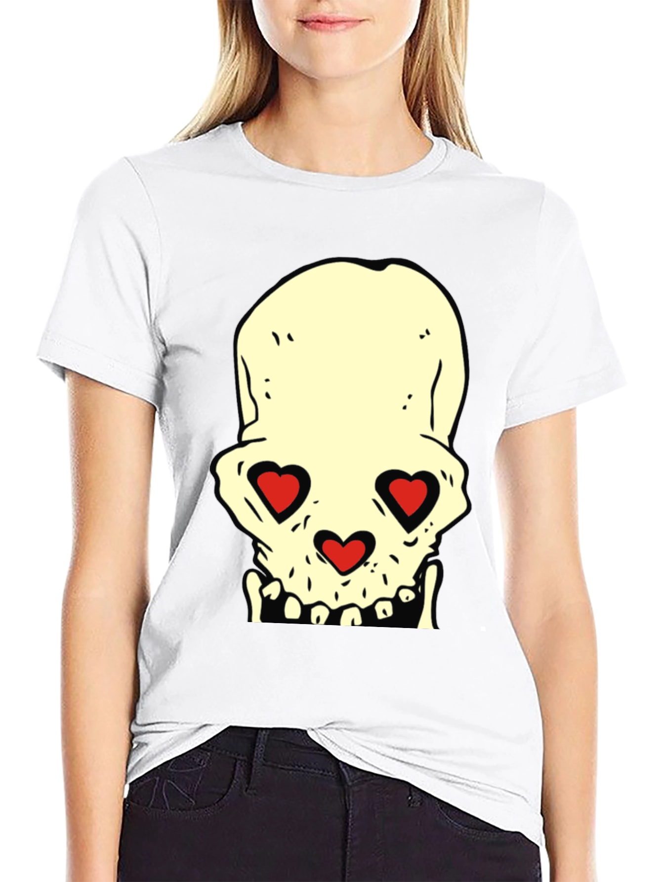 Skull With Heart Eyes Graphic Tee