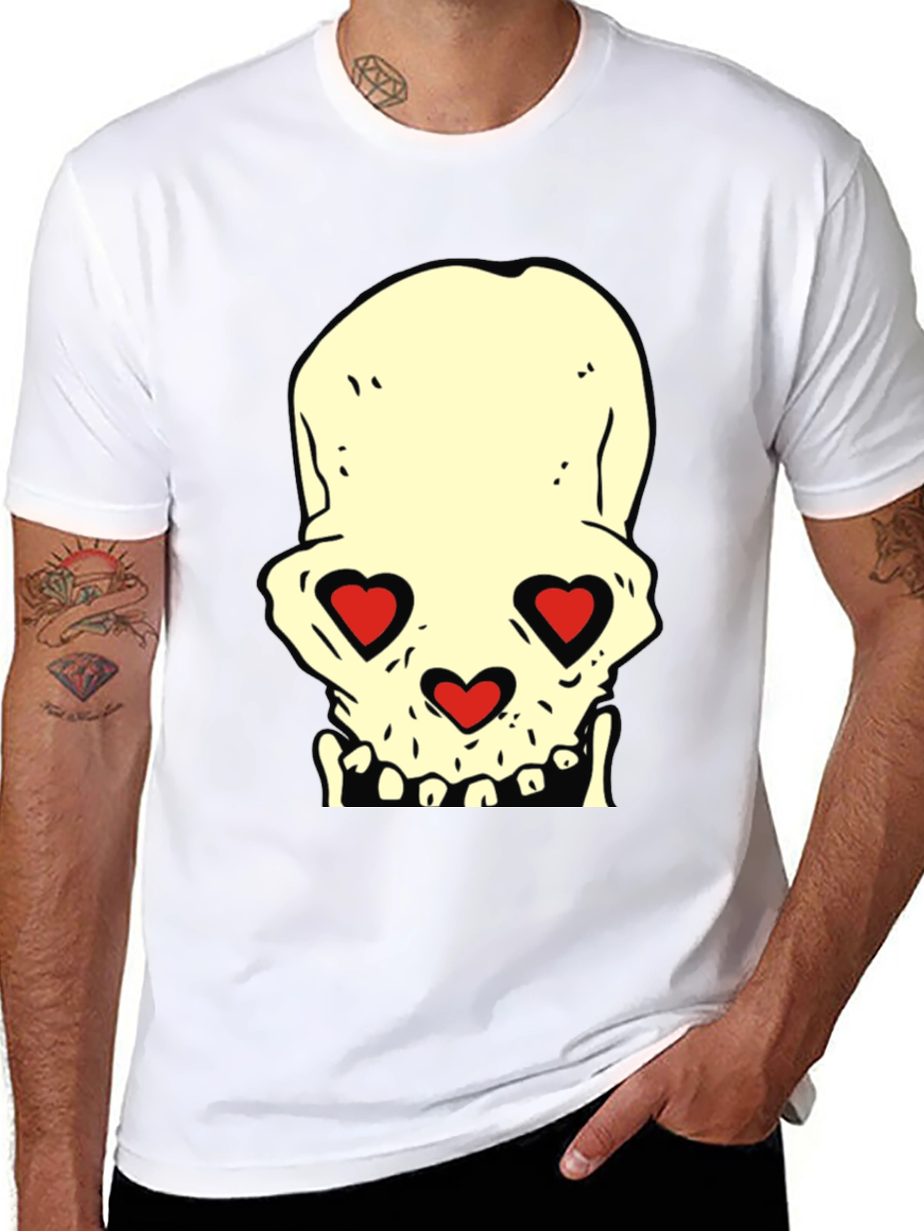 Skull With Heart Eyes Graphic Tee