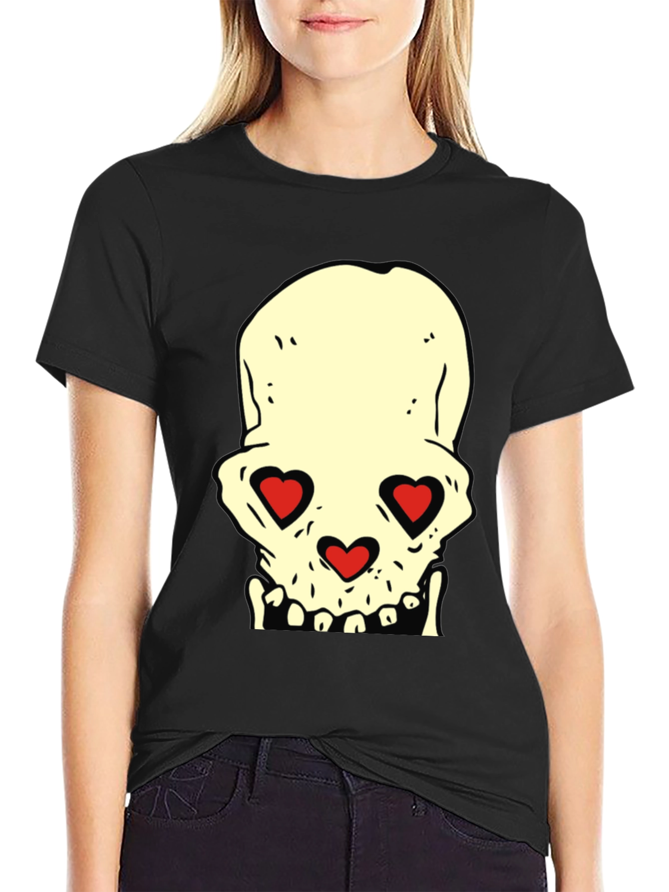 Skull With Heart Eyes Graphic Tee