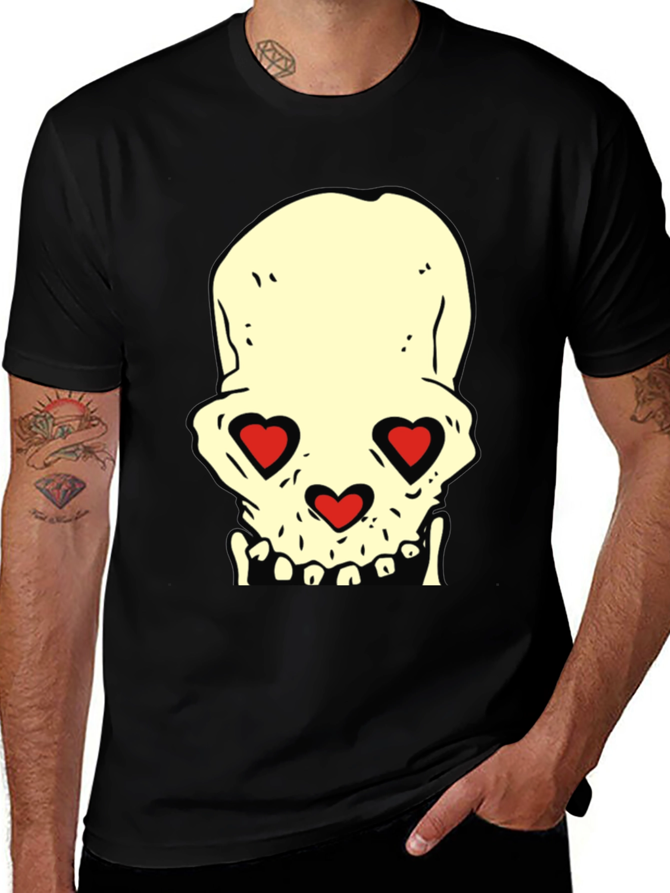 Skull With Heart Eyes Graphic Tee
