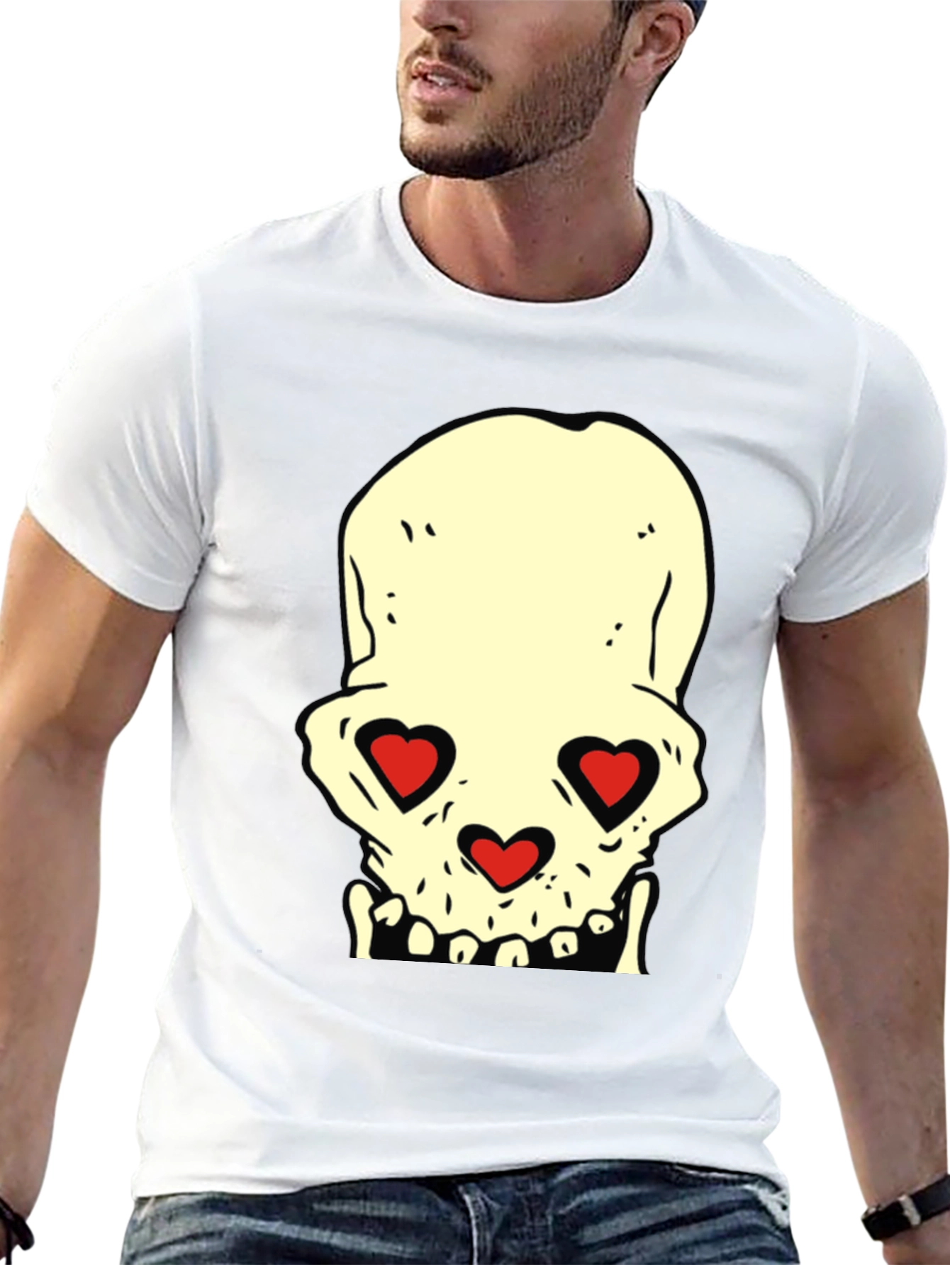 Skull With Heart Eyes Graphic Tee