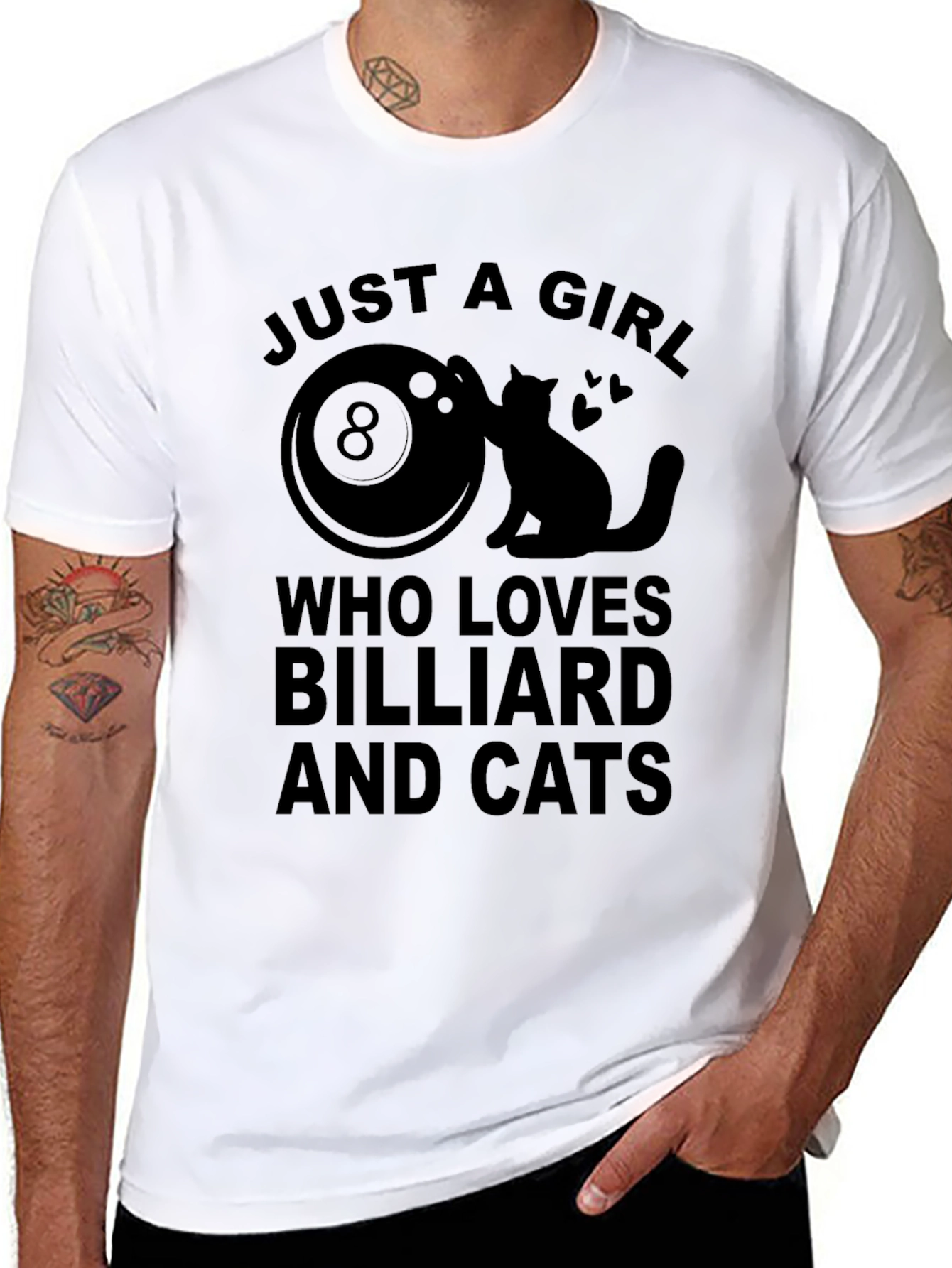 Just A Girl Who Loves Billiard and Cats T-Shirt